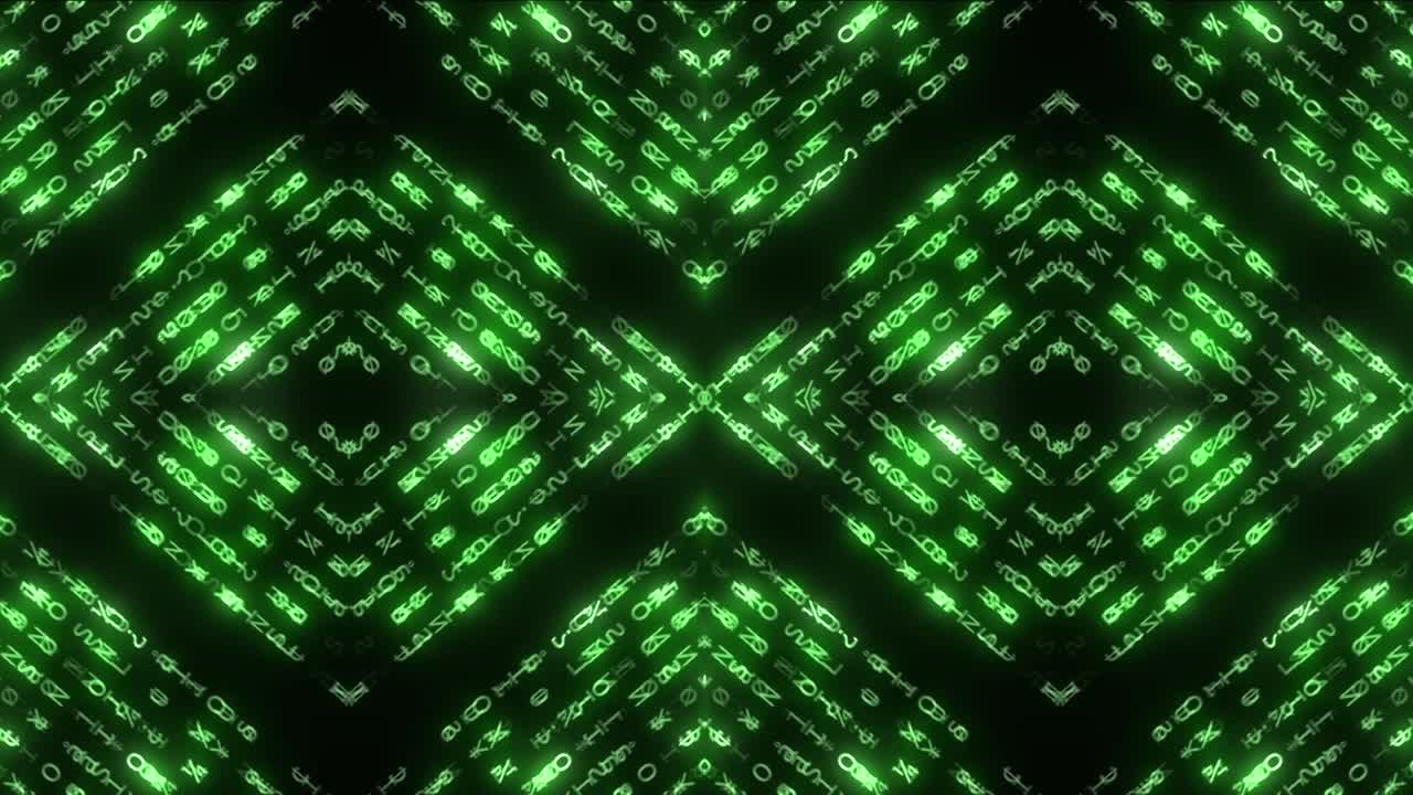 Abstract Glowing Green Geometric Pattern