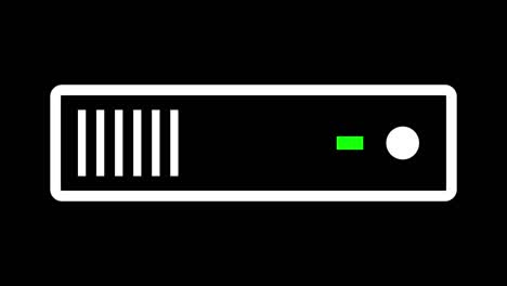 blinking power light on a rack-mounted server (seamless loop, white color on black background)