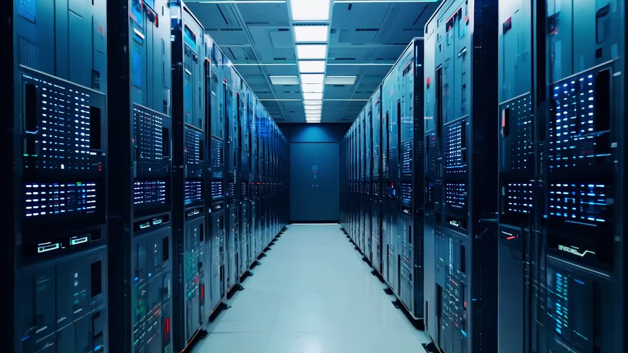 Discovering a contemporary data center brimming with cutting-edge server racks and state-of-the-art technology innovations