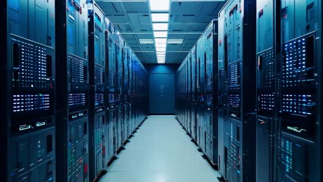 discovering a contemporary data center brimming with cutting-edge server racks and state-of-the-art technology innovations