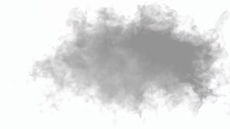 animation of cloud of black smoke appearing and disappearing on white background