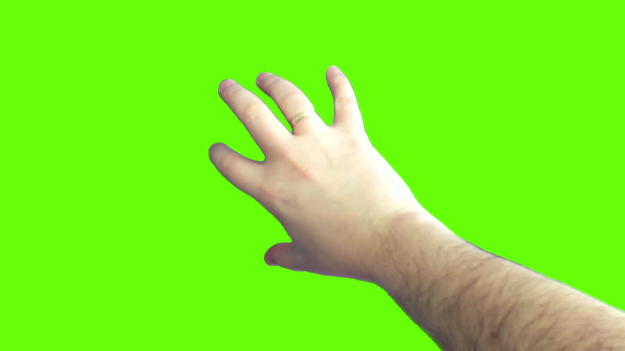 Hand Reaching Out on a Green Screen