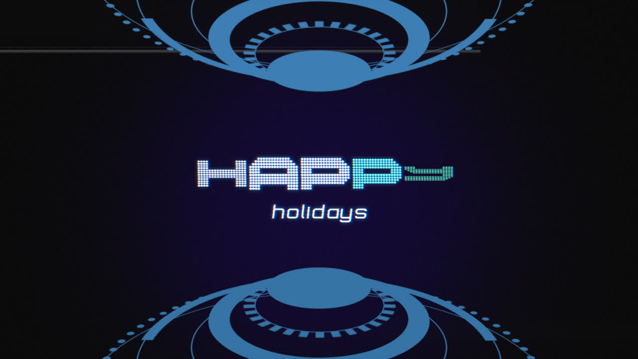 Stylish blue and white spiral pattern with Happy Holidays text