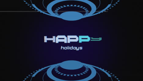 stylish blue and white spiral pattern with happy holidays text