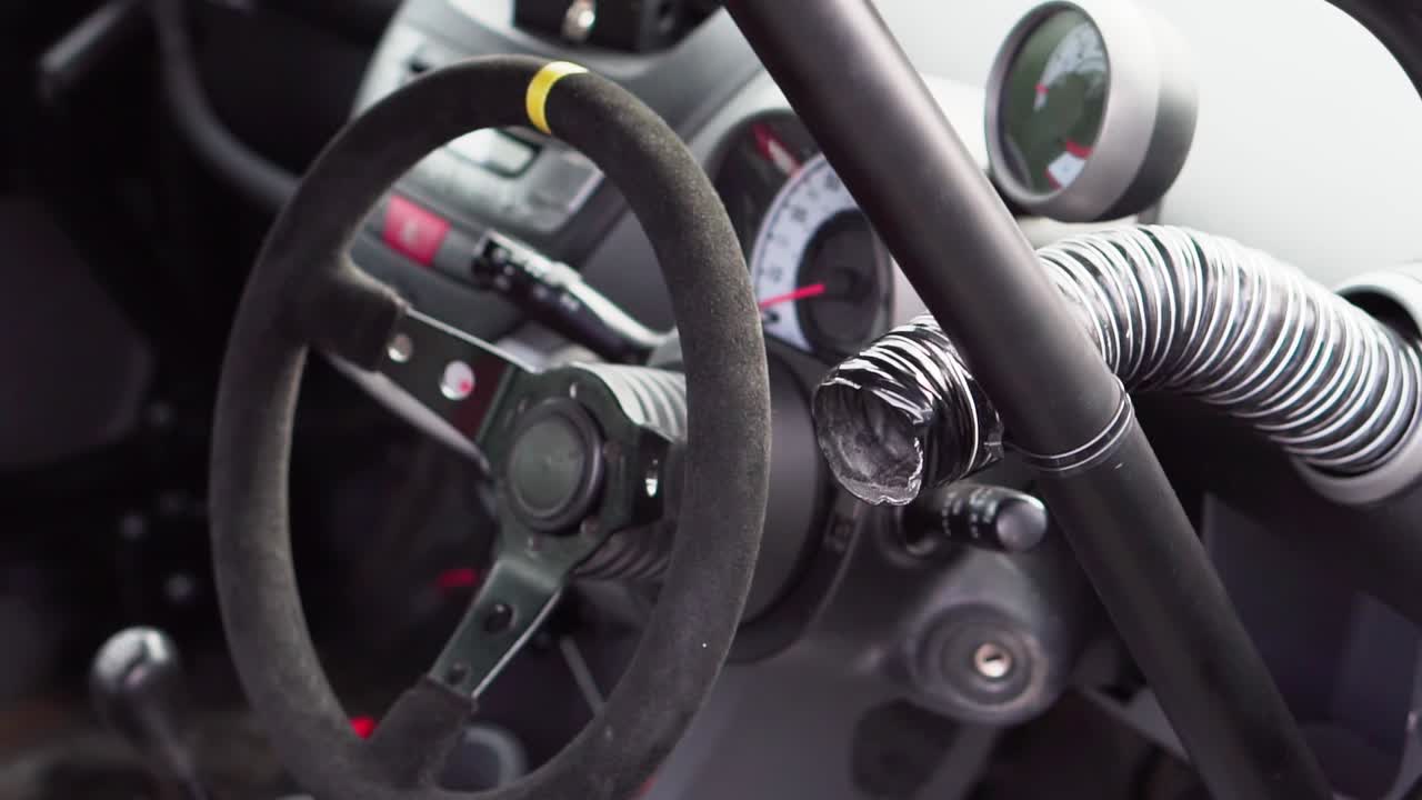 interior of stripped out racecar