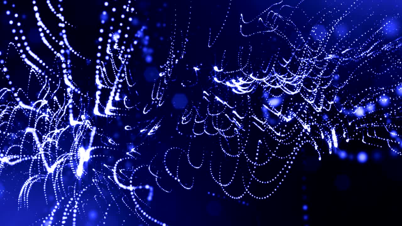 4k 3d render de partículas de brillo como fondo dinámico sin costuras abstracto con profundidad de campo y bokeh. ciencia ficción o microcosmos, espacio o espacio abstracto digital. animación de bucle 3d. cuerdas azules 7
