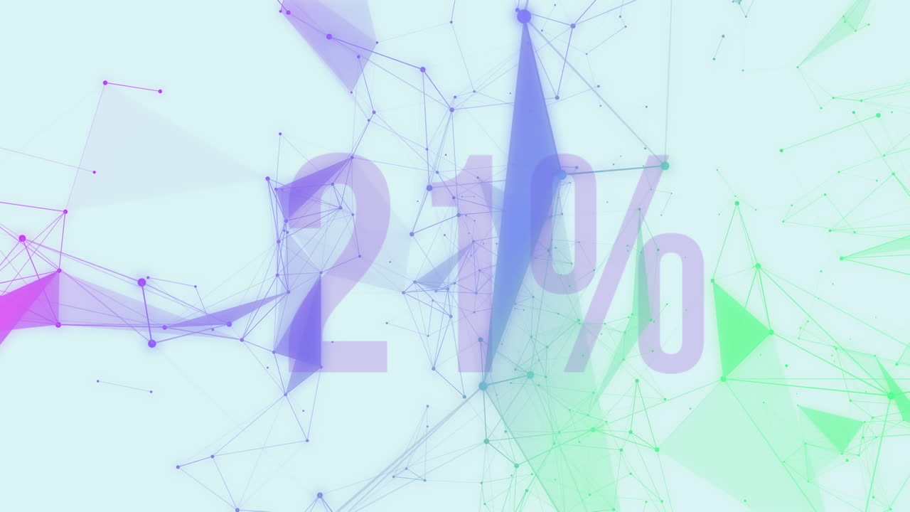 파란색 배경에 떠다니는 플렉서스 네트워크의 증가 비율의 애니메이션