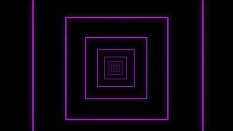 animation abstract tunnel with pink and blue neon squares on black background