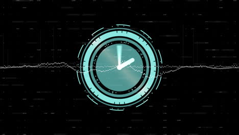 animación de reloj moviéndose rápido y líneas de puntos blancos