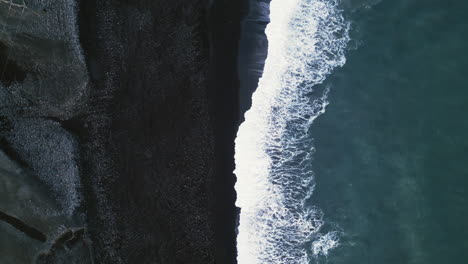 Aerial-view-of-arctic-black-sand-beach