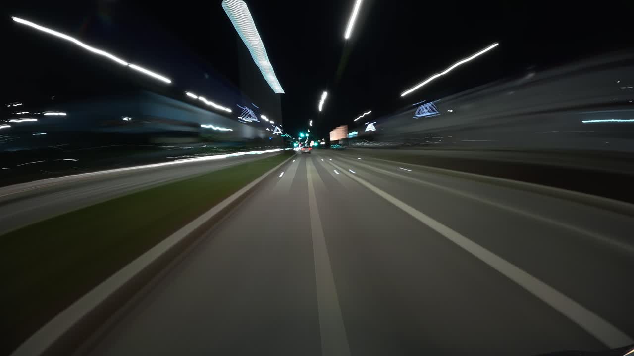 Hyperlapse of car driving on the road FPV angle