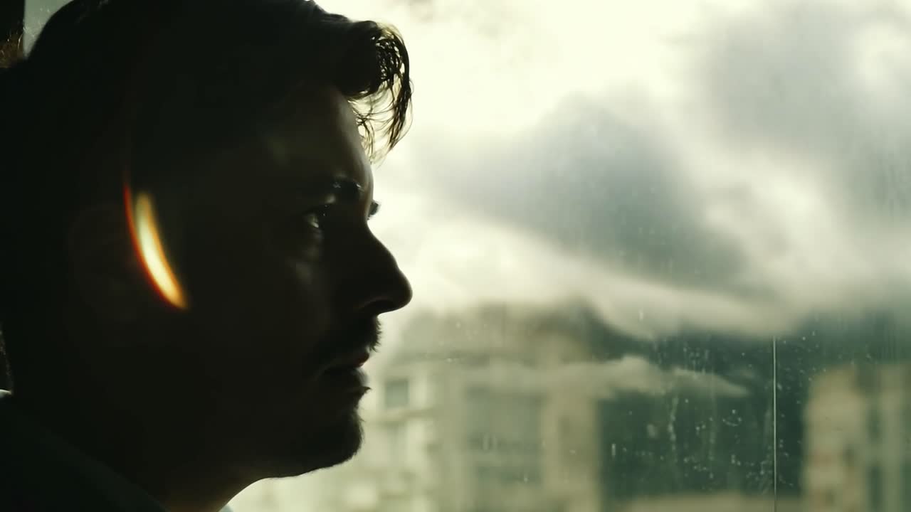 Man Looking Out of Window