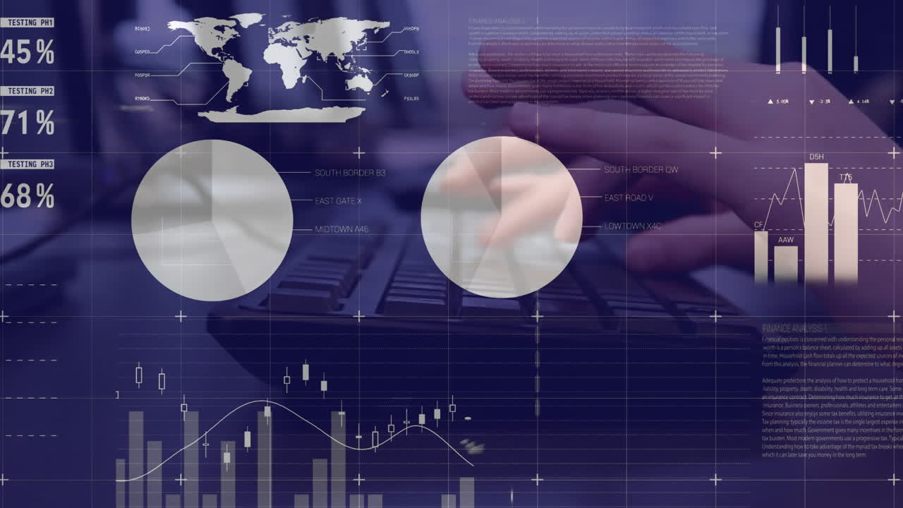 animazione dell'elaborazione di dati finanziari su diversi scolari che utilizzano computer