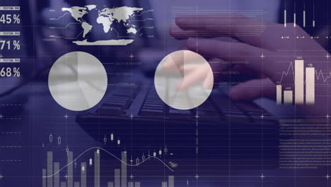 animación del procesamiento de datos financieros en diversos escolares que utilizan computadoras