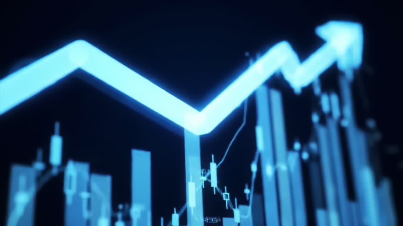 Innovative Financial Graph Analysis with Trending Data and Growth Indicators, Showcasing Dynamic Trends in Market Analytics and Investment Opportunities