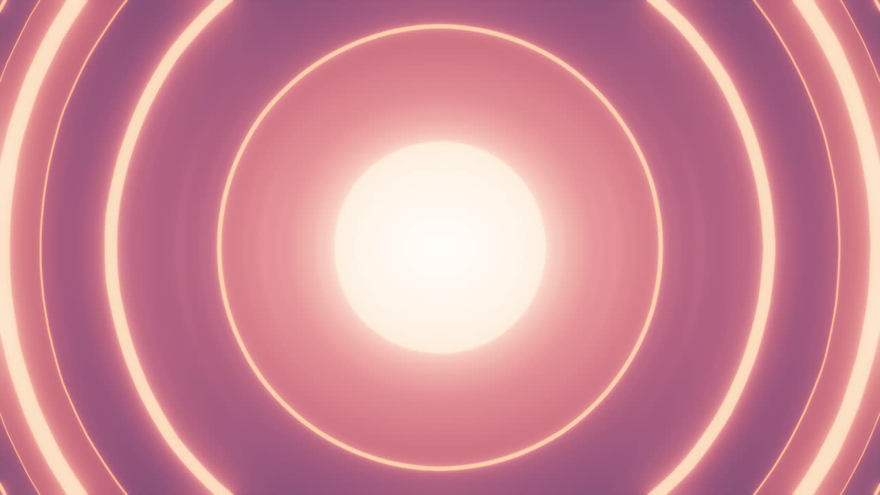Animazione a tunnel astratta di cerchi concentrici luminosi