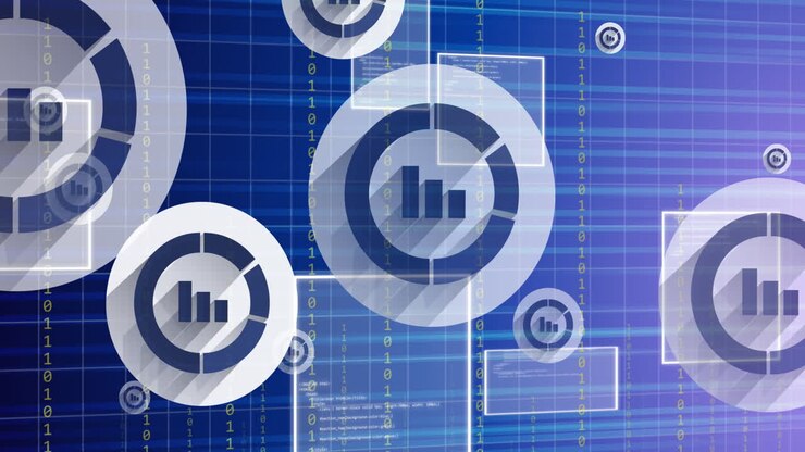 Animation of data processing and binary coding over grid