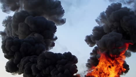 large fire with dense smoke