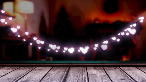 animación de luces de hadas sobre tablas de madera