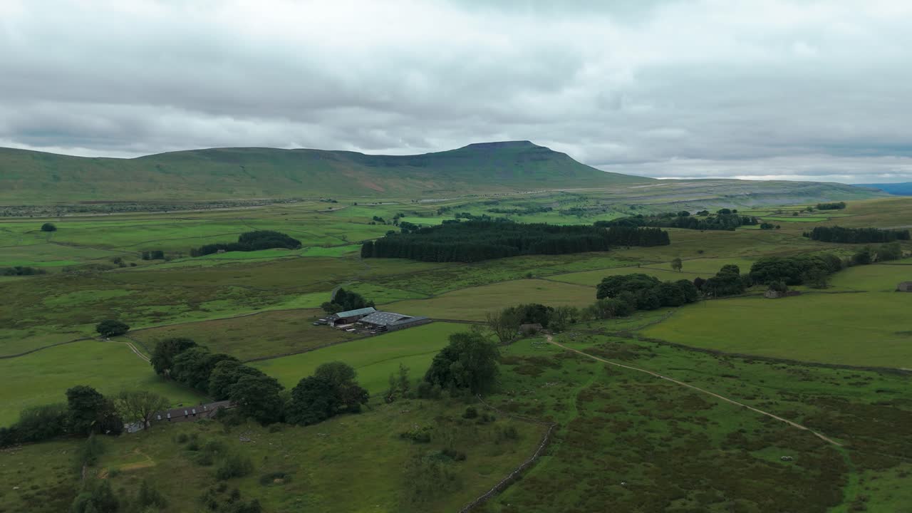 Aerial View of Picturesque Farmland in the Yorkshire Dales