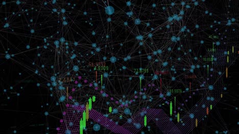 animation of multiple graphs with numbers over dots connected with lines against black background