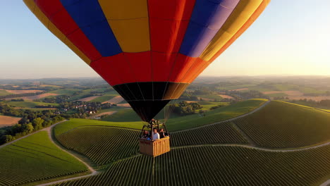 hot air balloon ride over vineyards