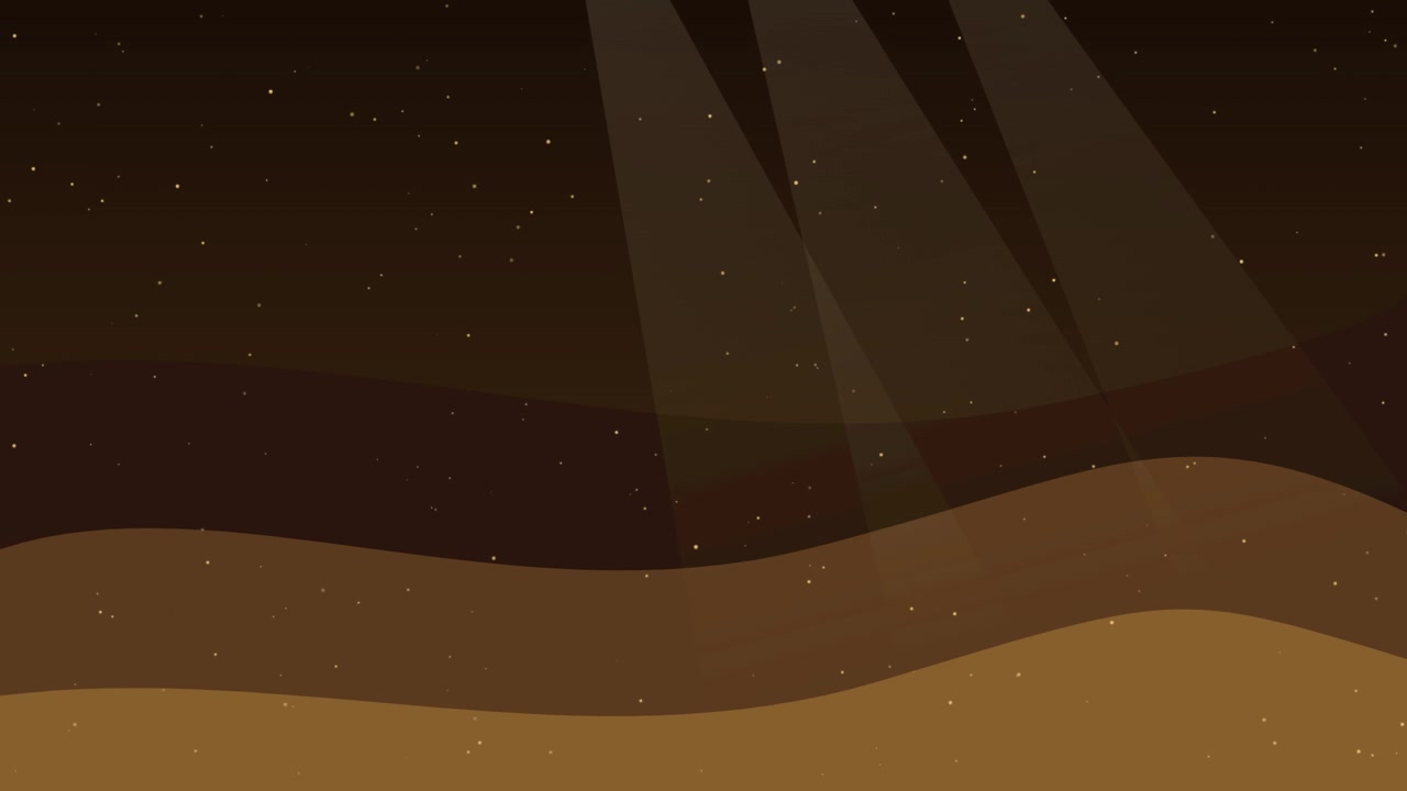 Grafica in movimento astratta di strati marroni ondulati con fasci di luce