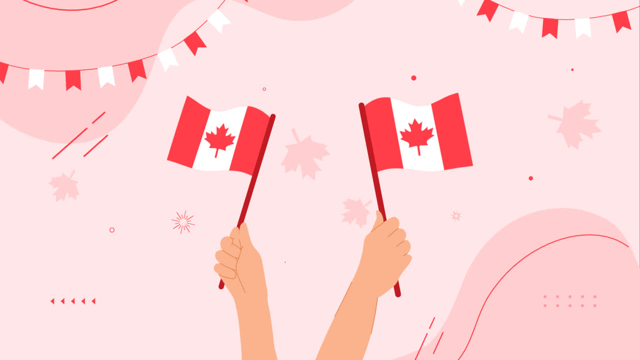 gráfico de movimiento de fondo plano para la celebración del día de canadá