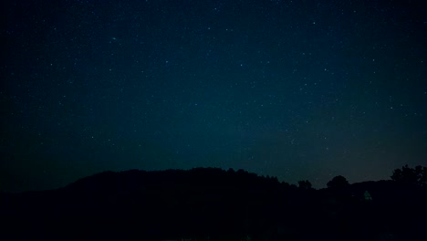 time lapse of the night sky with clouds and stars passing by behind mountains