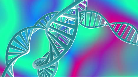 animation of dna strands spinning with glowing light trails background