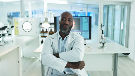 african scientist man, arms crossed