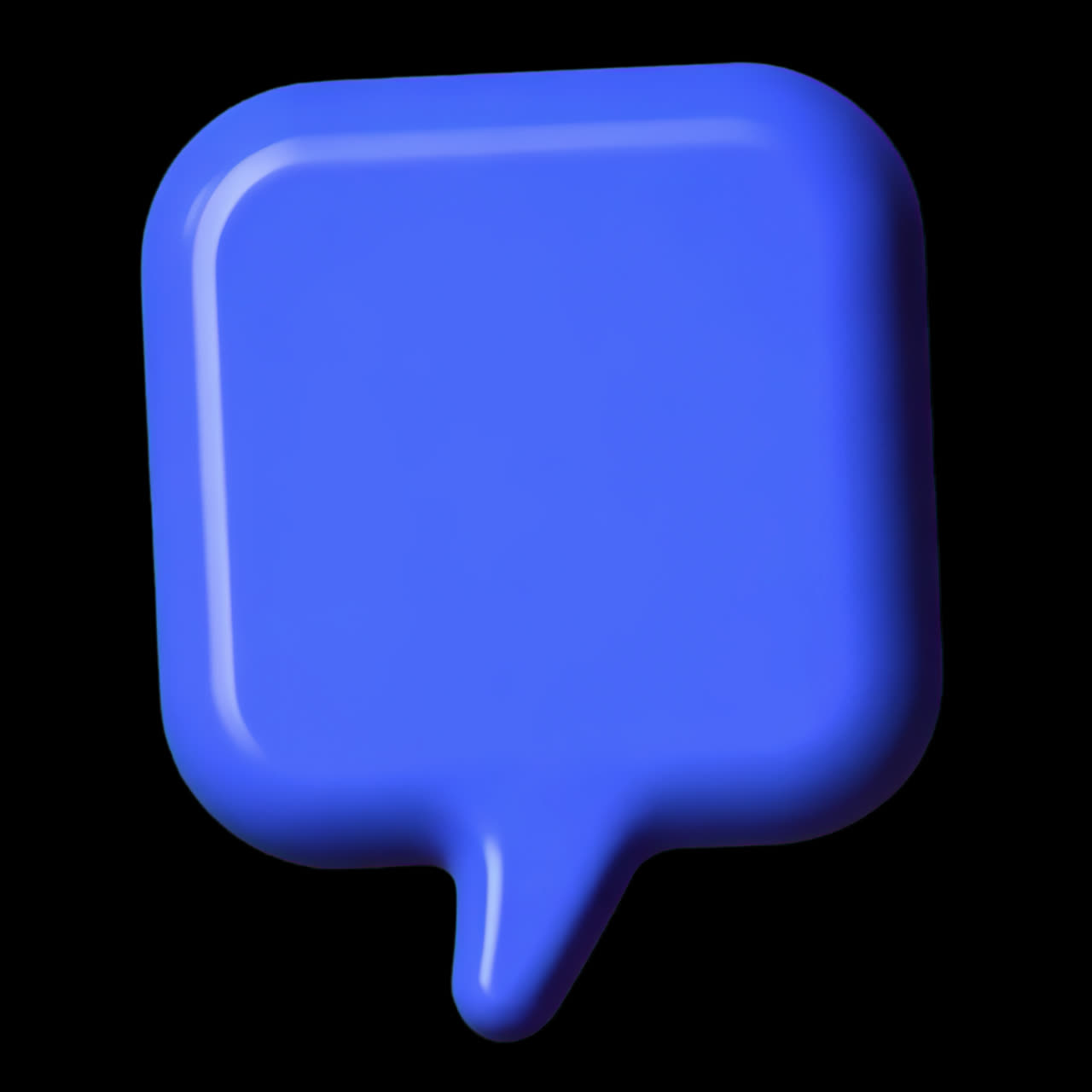 Blue 3D speech bubble icon animation isolated asset, transparent 4K video, alpha channel, ProRes