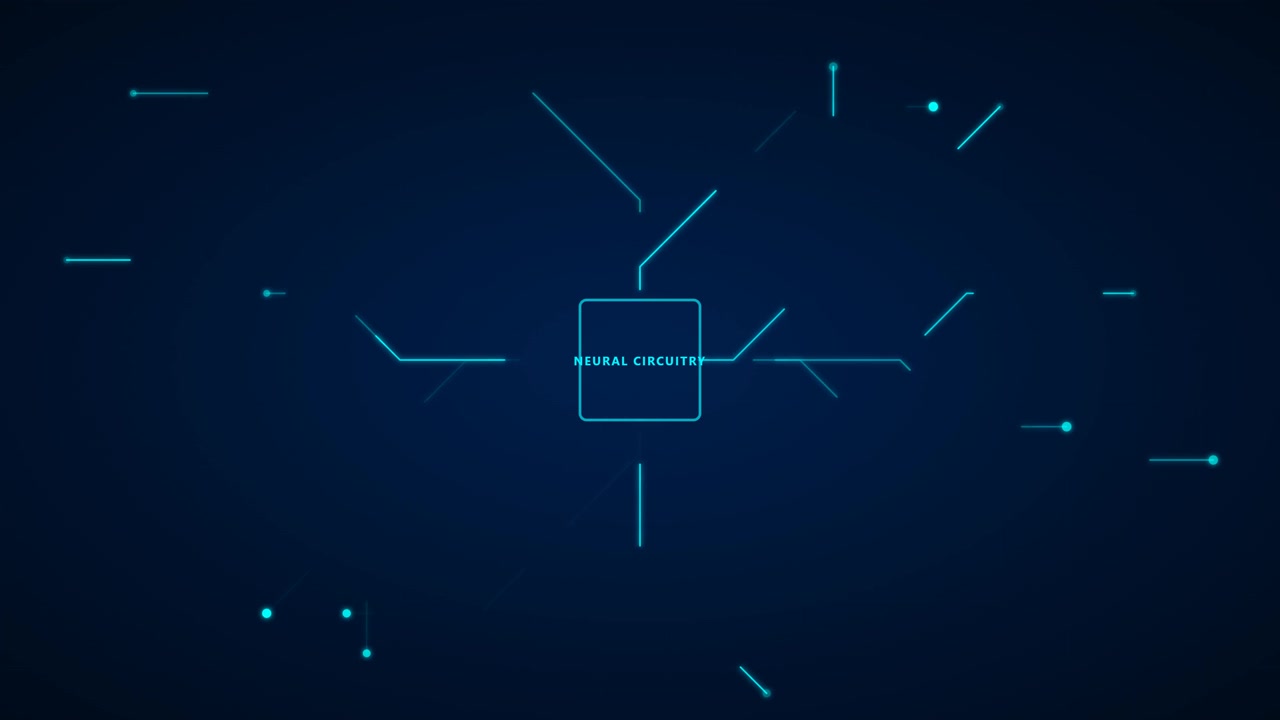 Digital Neural Circuitry Animation with Glowing Data Lines