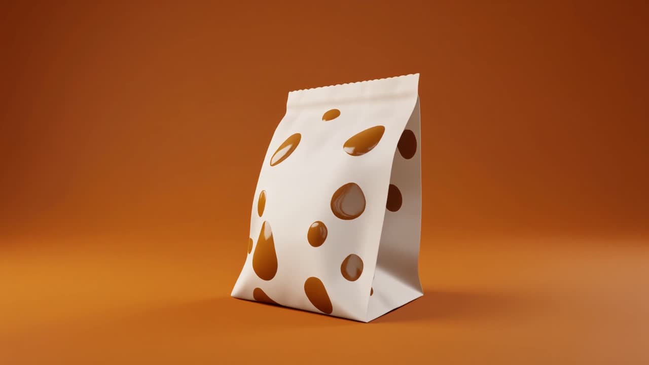White Paper Bag with Brown Spots Collapsing and Inflating