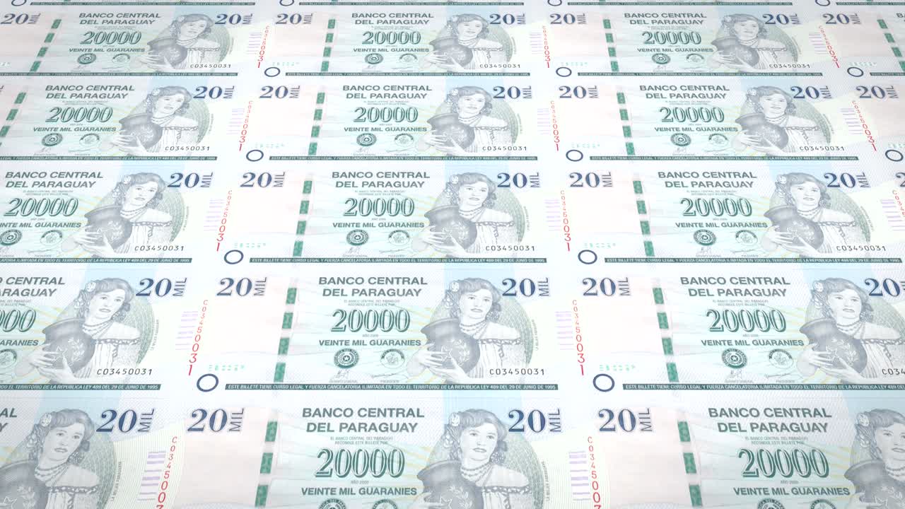 20만 파라과이 구아라니의 지폐, 현금, 루프