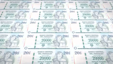 billetes de veinte mil guaranís paraguayos de paraguay, dinero en efectivo, bucle