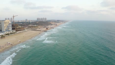 drone shot of the shore near a construction site