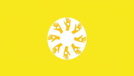 animation of hands with heart icon over yellow background