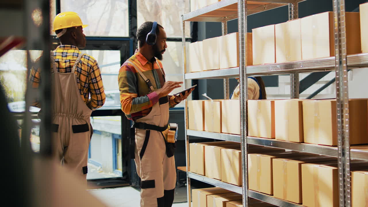 trabajadores del almacén comprobando el inventario