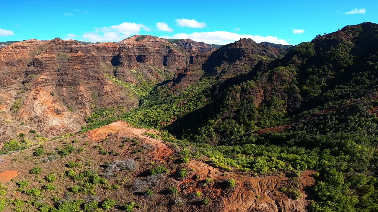 vista aérea de colinas y paisajes verdes en kauai hawaii