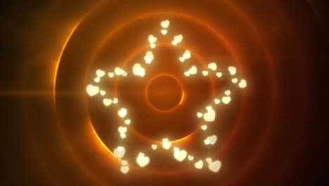 Animation-of-christmas-decoration-fairy-lights-with-copy-space-over-orange-circles