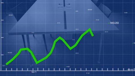 animación del procesamiento de datos financieros en una oficina vacía