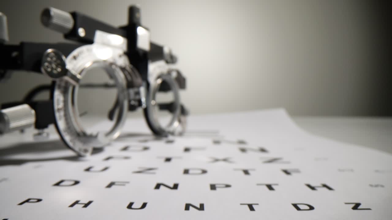 Eye Examination with Phoropter and Vision Chart