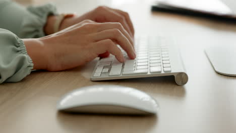 closeup woman, office and typing keyboard