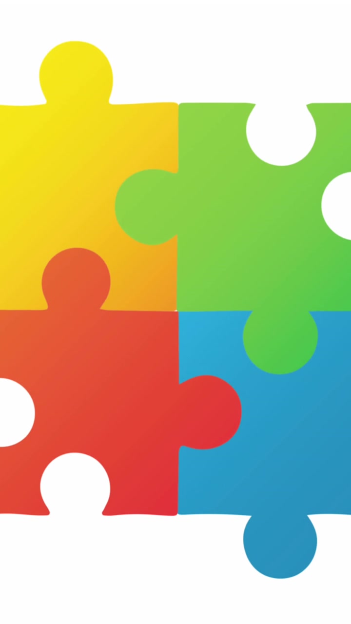 Pezzi di puzzle animati che si formano e si disgregano