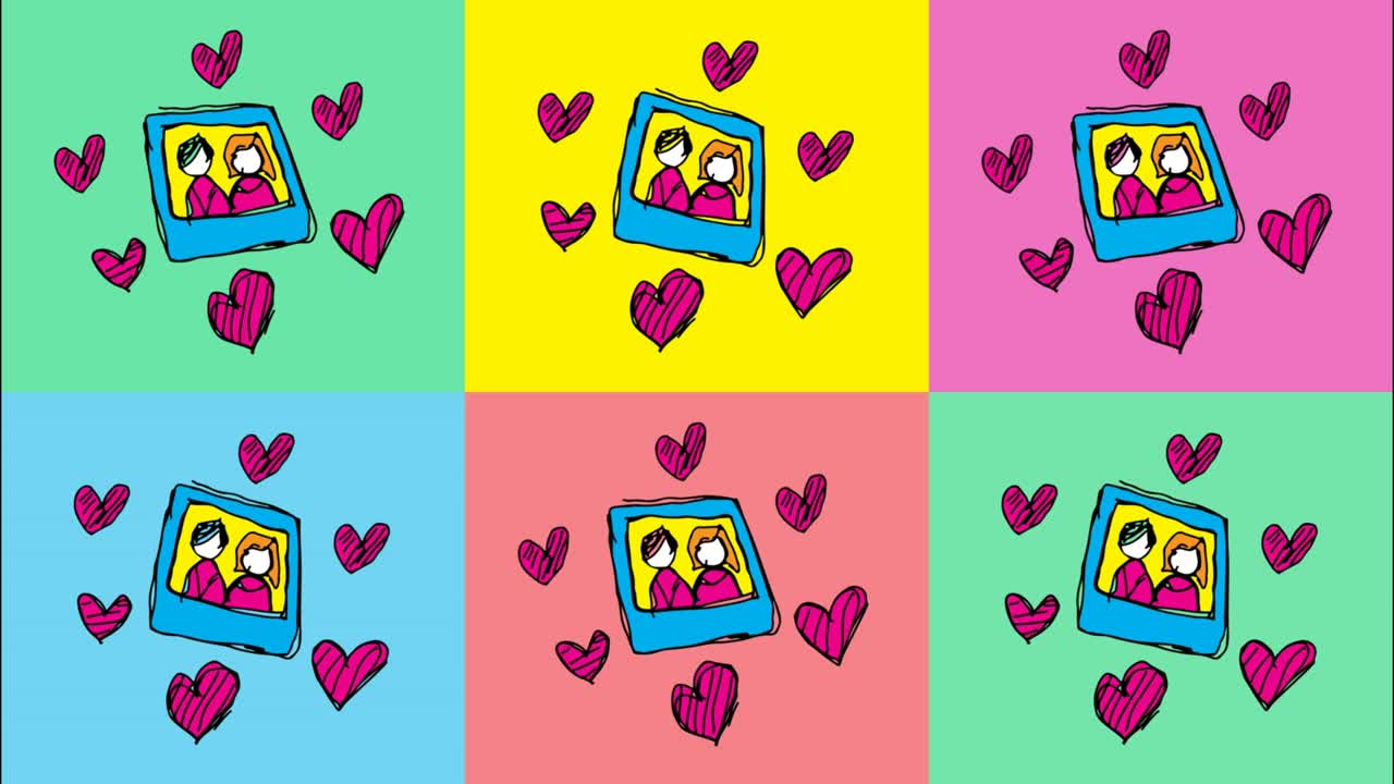 bambini che disegnano pop art sullo sfondo senza cuciture con il tema di una foto memorabile