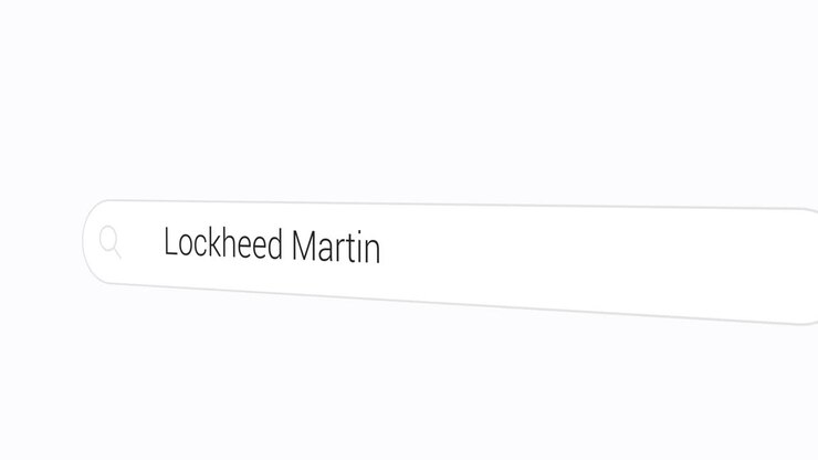Digitazione di Lockheed Martin nella casella di ricerca del computer - Azienda aerospaziale americana