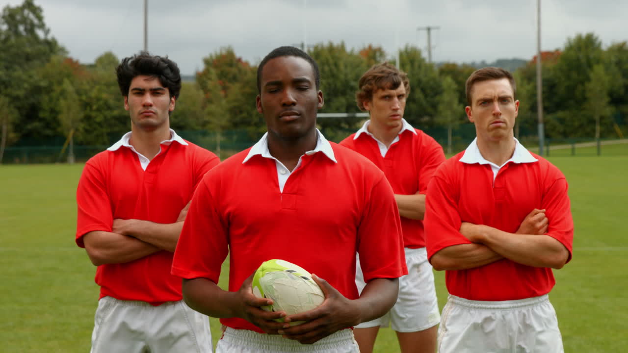 Rugby players standing together
