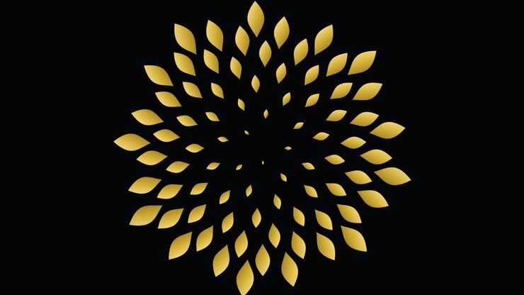 Abstract Golden Leaf Pattern Expanding on Black Background