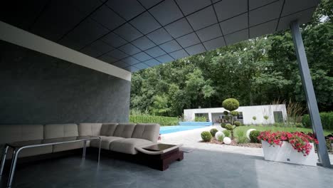 relax corner with cushions in deck in modern villa terrace